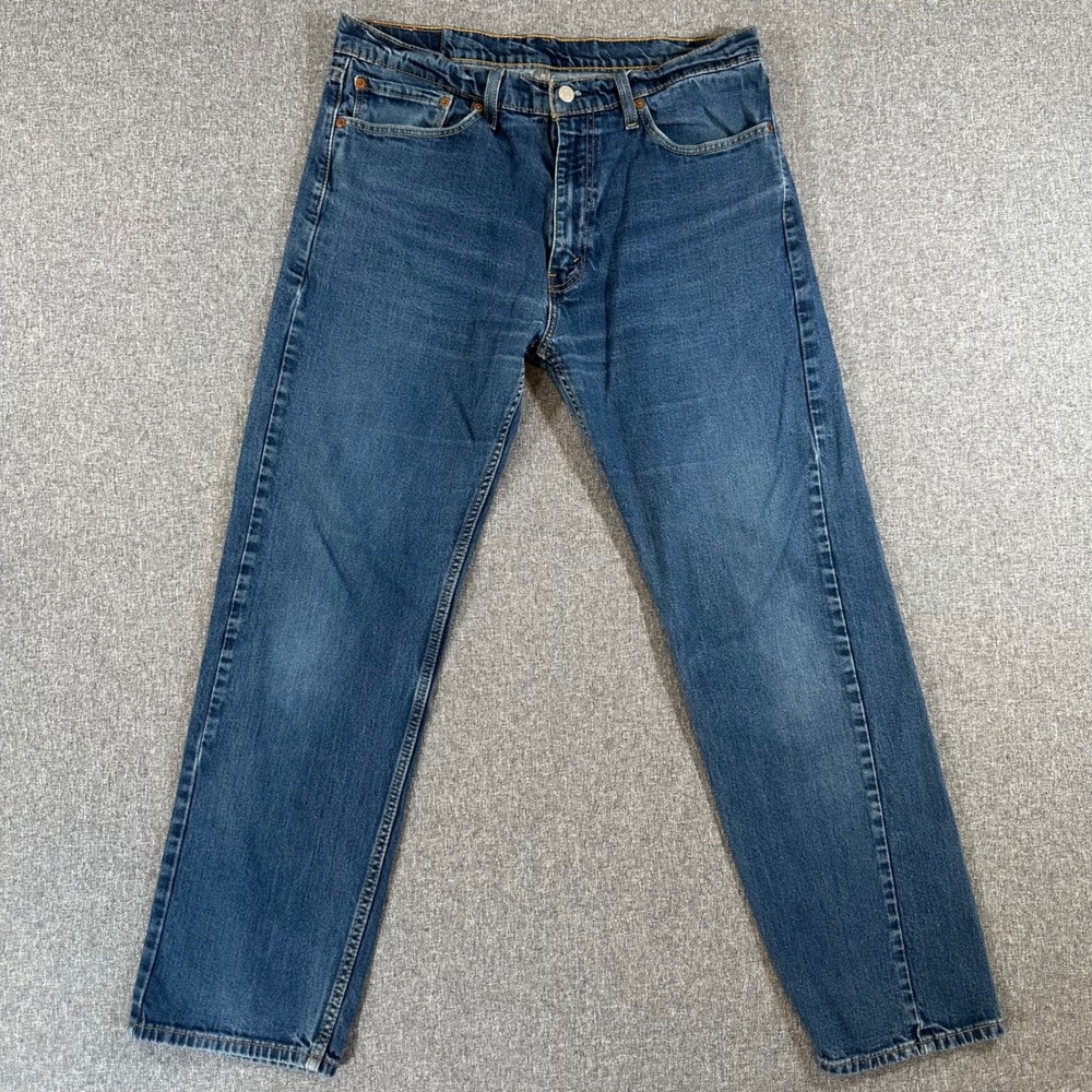 Levis 505 Regular Fit Mens Jeans 36x32 Blue Denim Straight Leg Pants Medium Wash